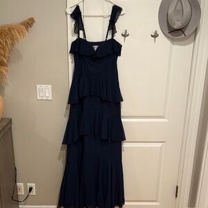 Azazie A-Line Sweatheart Neckline Dark Navy Chiffon Dress